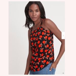 ANN TAYLOR Floral Cutout Square Neck Cami